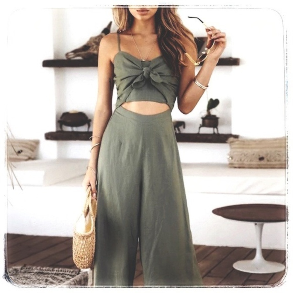 new⋆♡ vacay soft loose fit hollow out crop leg pant suit